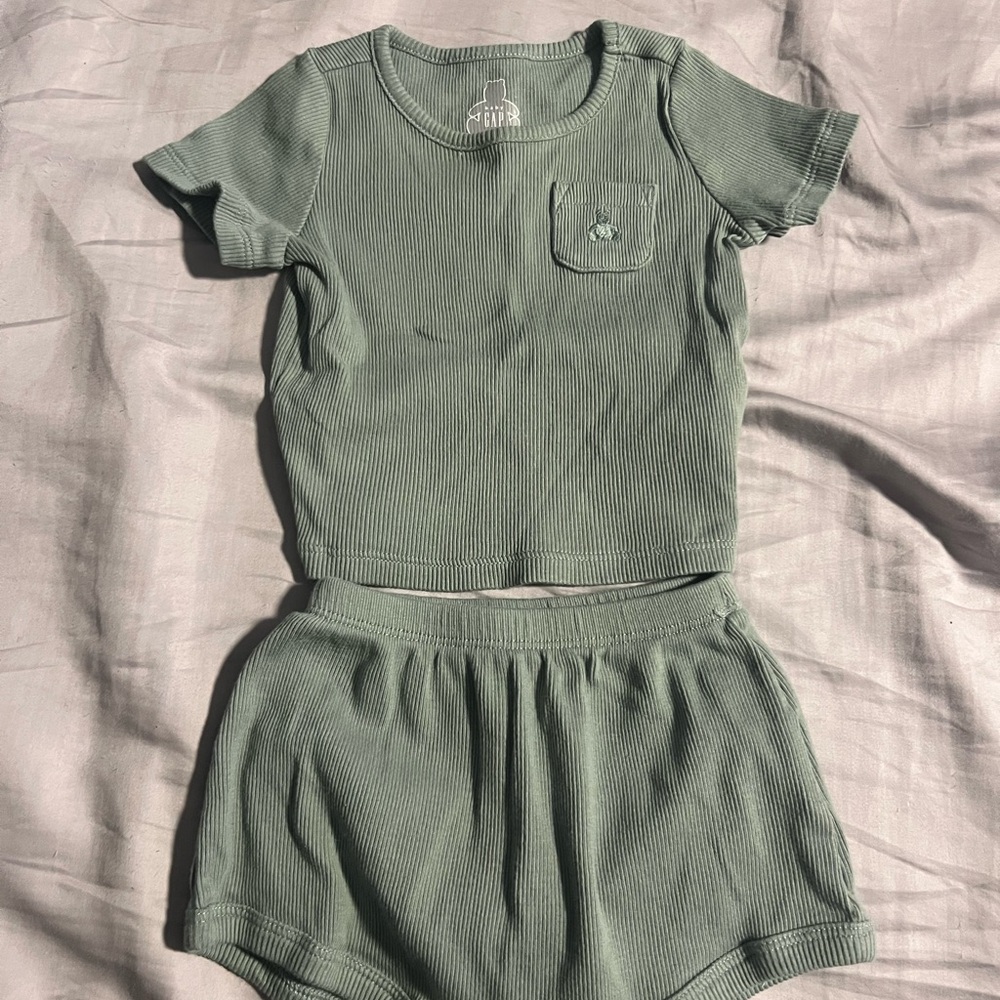 Green Ribbed BabyGap Outfit